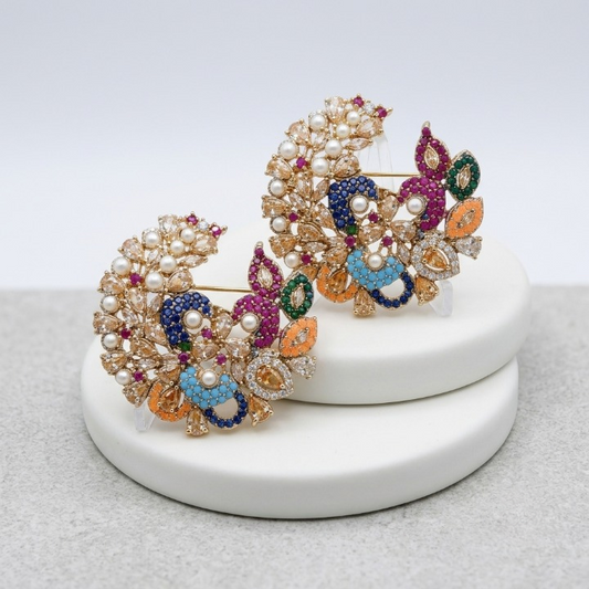 Luxury Multicolor Kundan Pearl Statement Earrings for Women